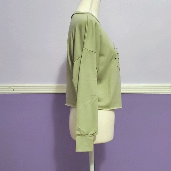 Papaya Sage Green Cosmic Sun Horoscope Graphic Cropped Swearshirt - Picture 5 of 10